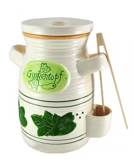 SŁÓJ CERAMICZNY DO OGÓRKÓW 2L+ SZCZYPCE