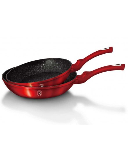 ZESTAW 2 PATELNI GRANITOWYCH BERLINGER HAUS RED METALLIC BH-1612