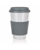 KUBEK CERAMICZNY 400ml Z POKRYWĄ SILKONOWĄ BANQUET GO szary