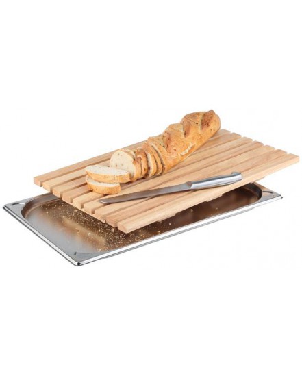 Deska prostokątna drewniana do krojenia pieczywa z tacą na okruchy GN 1/1 530 x 325 mm - APS