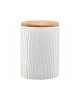 Pojemnik ceramiczny AMBITION Tuvo biały z wytłoczeniami z bambusową pokrywką 1110 ml