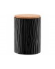 Pojemnik ceramiczny AMBITION Tuvo czarny z wytłoczeniami z bambusową pokrywką 1110 ml