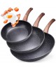 ZESTAW 3 PATELNI GRANITOWYCH BLACK&WOOD 20/24/28 cm 199011