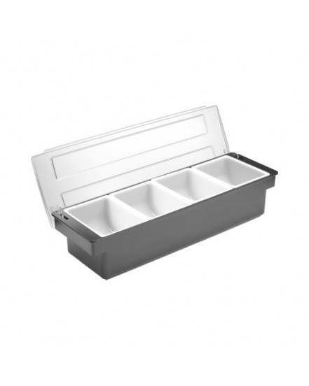 Pojemnik barmański na dodatki do drinków - 4 wkłady, Bar up, 480x150x(H)100mm