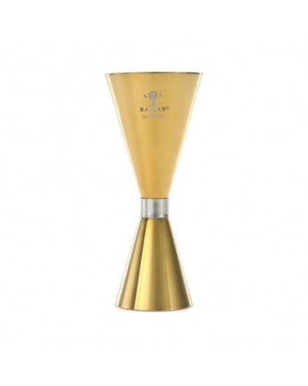 Jigger - Miarka barmańska Slim Style, 2 oz., 30/60 ml, złota ze stalową obwódką, Barfly