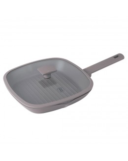 PATELNIA GRILLOWA TYTANOWA Z POKRYWĄ 28cm BERLINGER HAUS BH-8097 TAUPE